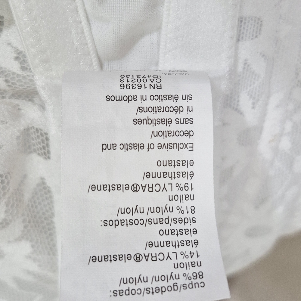 40B Warner Body Heaven W4017 4017 Wire Free Unlined Daisy Bra White NWOT - Picture 5 of 6